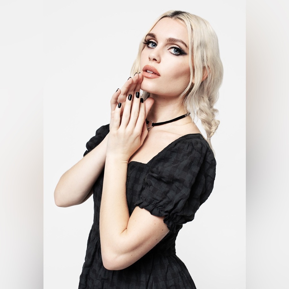 Disturbia Black Puff Sleeve Gingham Mini Dress - Picture 6 of 11